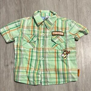 Disney Tigger Green‎ Plaid Kids Shirt 12M